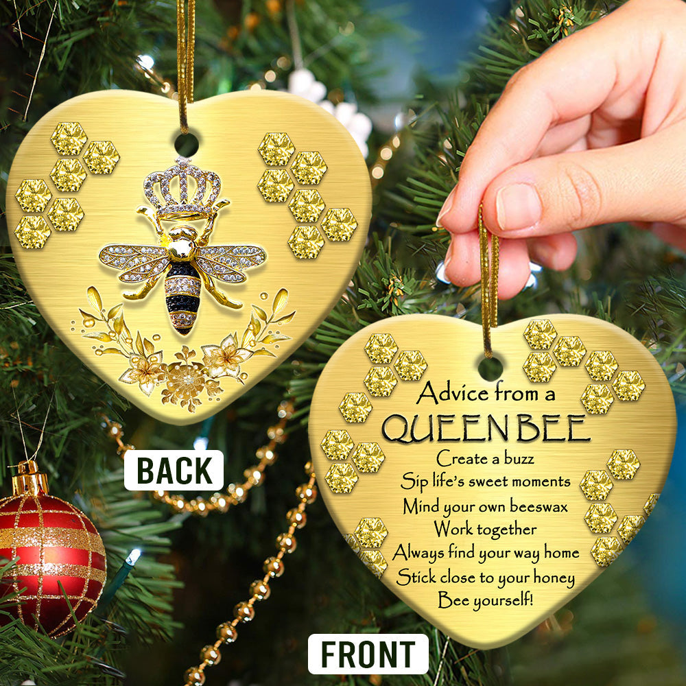 Bee Advice From A Queen Bee - Heart Ornament - Owl Ohh - Owl Ohh