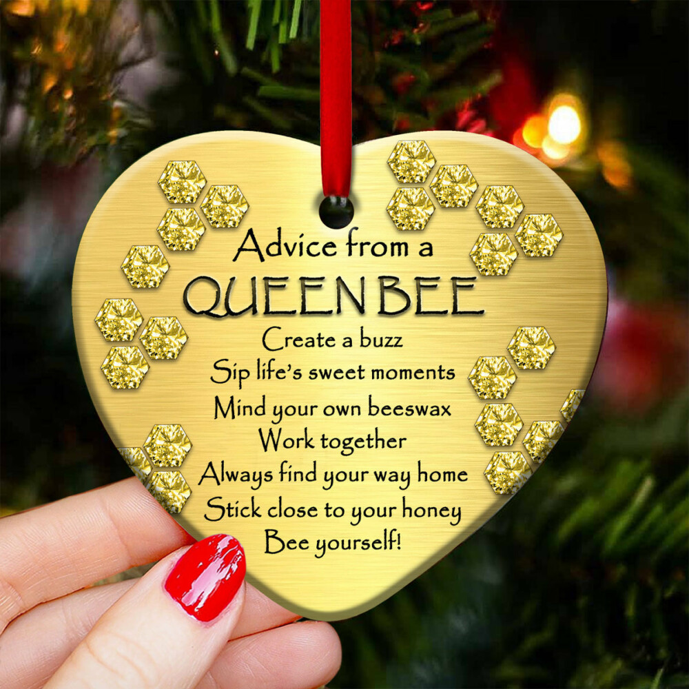 Bee Advice From A Queen Bee - Heart Ornament - Owl Ohh - Owl Ohh