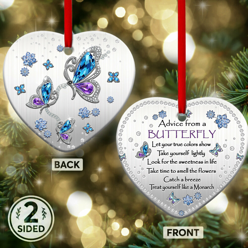 Butterfly Advice From A Butterfly - Heart Ornament - Owl Ohh - Owl Ohh