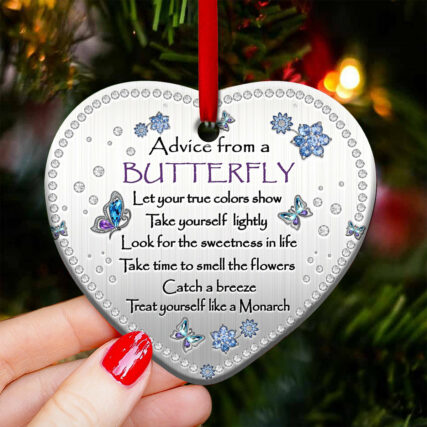 Butterfly Advice So Colorful - Heart Ornament - Owl Ohh - Owl Ohh