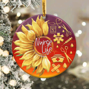 Nurse Life Love Sunflower - Circle Ornament - Owl Ohh - Owl Ohh