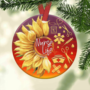 Nurse Life Love Sunflower - Circle Ornament - Owl Ohh - Owl Ohh