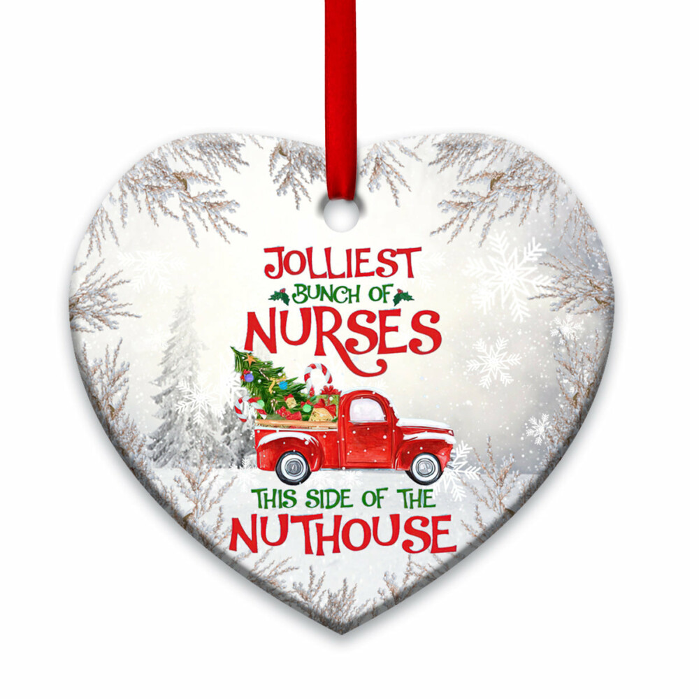 Nurse Chrismas Red Truck - Heart Ornament - Owl Ohh - Owl Ohh