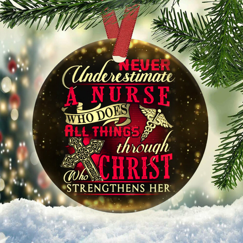 Nurse Christ Strengthens Her - Circle Ornament - Owl Ohh - Owl Ohh