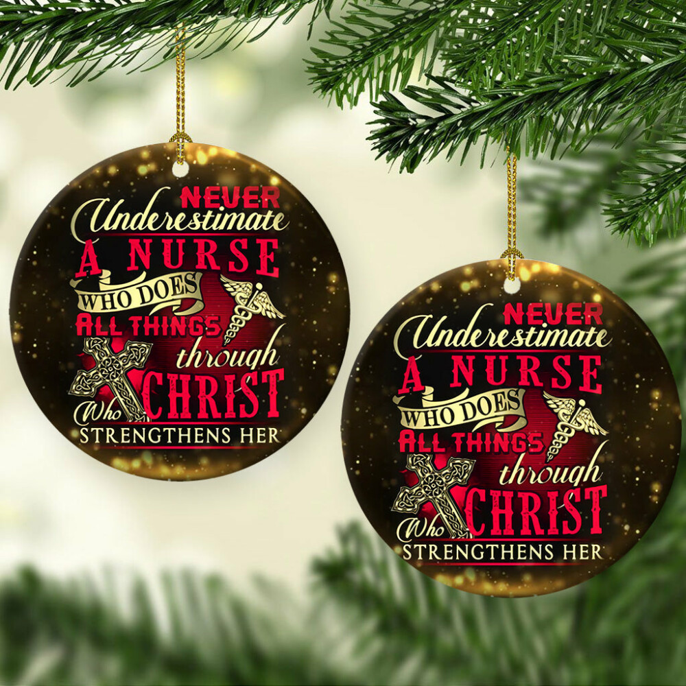 Nurse Christ Strengthens Her - Circle Ornament - Owl Ohh - Owl Ohh