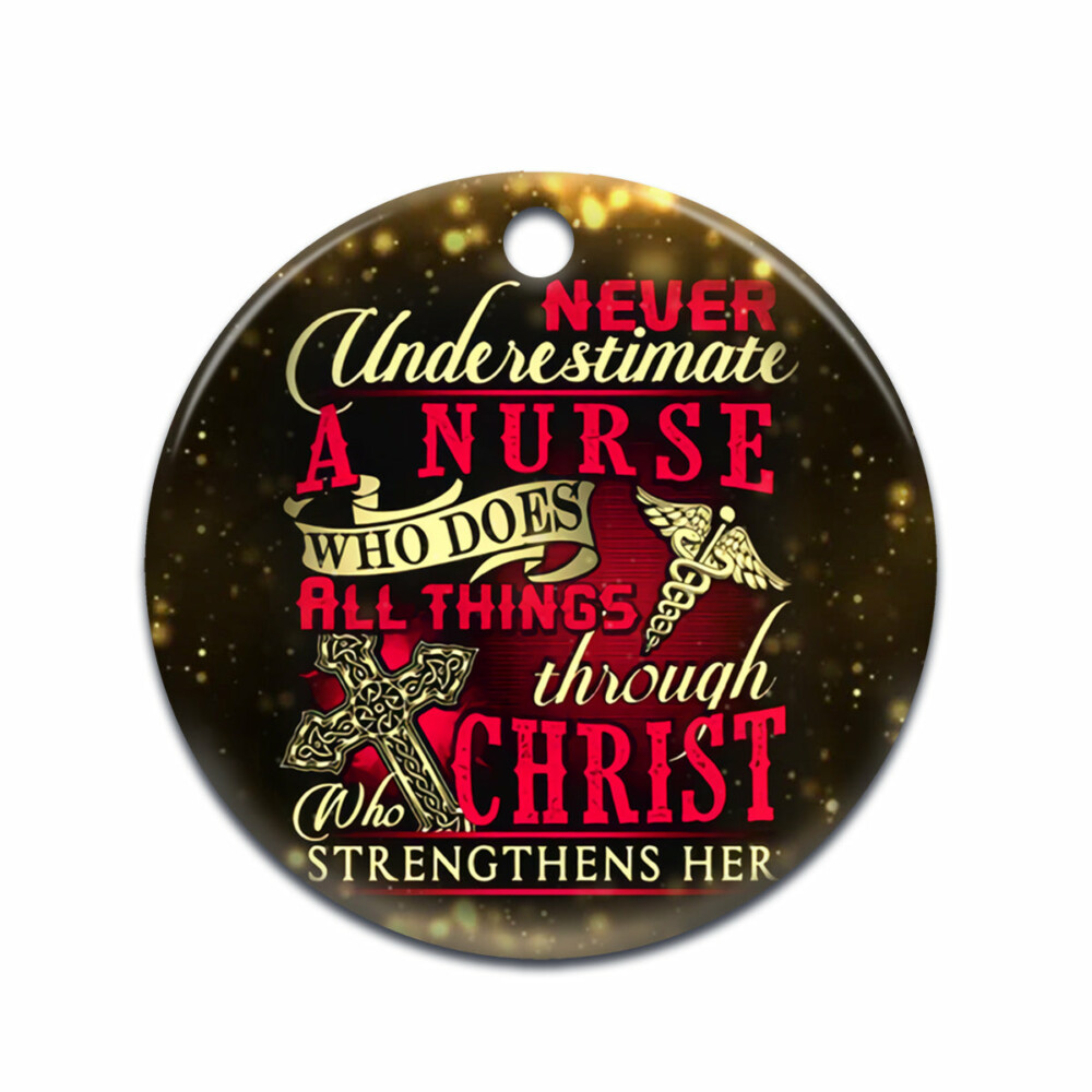 Nurse Christ Strengthens Her - Circle Ornament - Owl Ohh - Owl Ohh