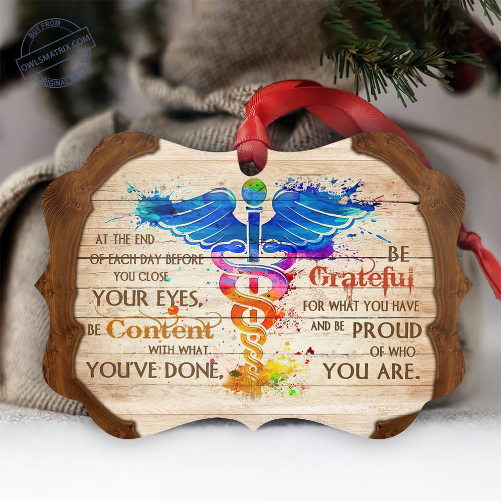 Nurse Be Grateful And Be Proud - Horizontal Ornament - Owl Ohh - Owl Ohh