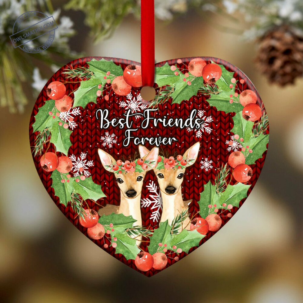 Deer Best Friends Forever - Heart Ornament - Owl Ohh - Owl Ohh