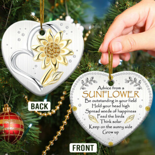 Sunflower Advice Love My Life - Heart Ornament - Owl Ohh - Owl Ohh