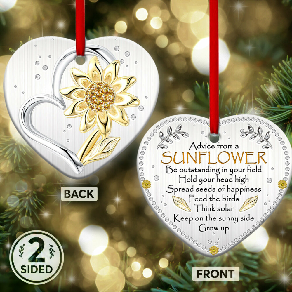 Sunflower Advice Love My Life - Heart Ornament - Owl Ohh - Owl Ohh