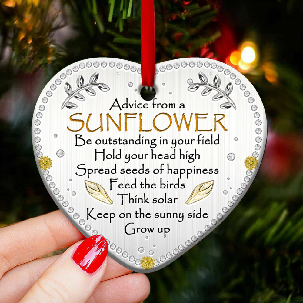 Sunflower Advice Love My Life - Heart Ornament - Owl Ohh - Owl Ohh