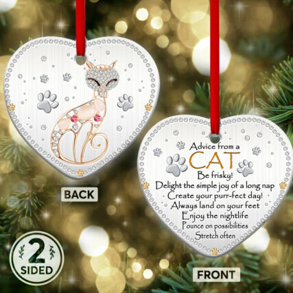 Cat Advice Be Frisky - Heart Ornament - Owl Ohh - Owl Ohh