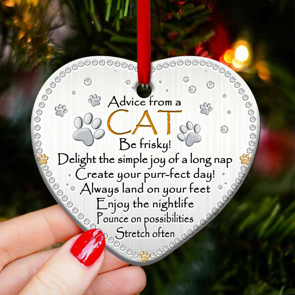Cat Advice Be Frisky - Heart Ornament - Owl Ohh - Owl Ohh