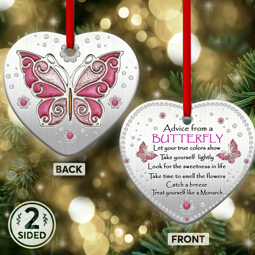 Butterfly Advice Pink Color - Heart Ornament - Owl Ohh - Owl Ohh