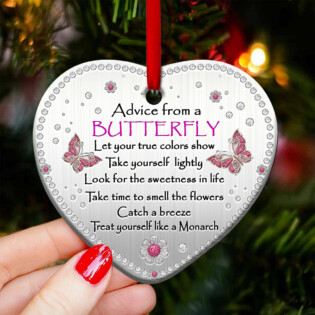 Butterfly Advice Pink Color - Heart Ornament - Owl Ohh - Owl Ohh