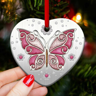Butterfly Advice Pink Color - Heart Ornament - Owl Ohh - Owl Ohh
