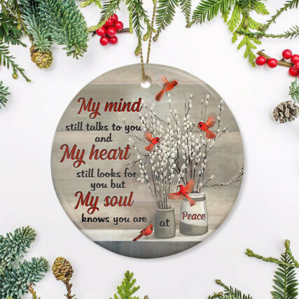 Cardinal My Mind Still Talk To You - Circle Ornament - Owl Ohh - Owl Ohh