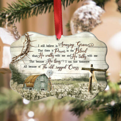 Jesus Amazing Grace Farm With Faith - Horizontal Ornament - Owl Ohh - Owl Ohh