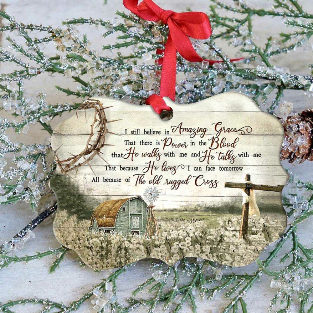 Jesus Amazing Grace Farm With Faith - Horizontal Ornament - Owl Ohh - Owl Ohh