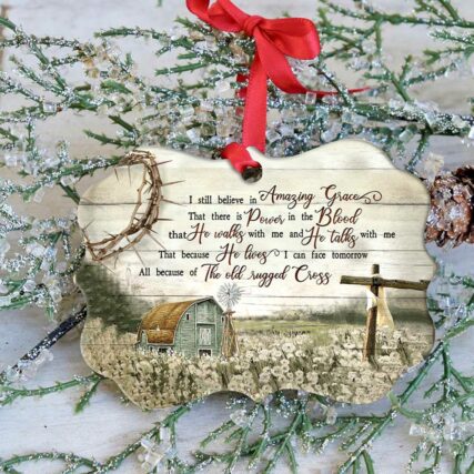 Jesus Amazing Grace Farm With Faith - Horizontal Ornament - Owl Ohh - Owl Ohh