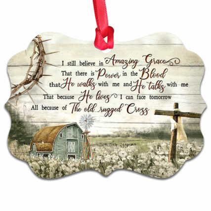 Jesus Amazing Grace Farm With Faith - Horizontal Ornament - Owl Ohh - Owl Ohh