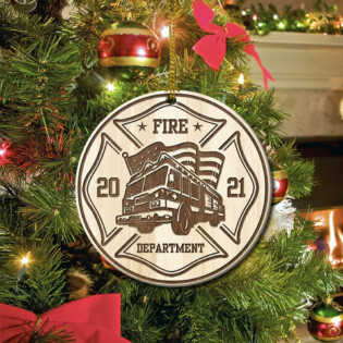 Firefighter Truck Fire Truck Firefighter Dept - Circle Ornament - Owl Ohh - Owl Ohh