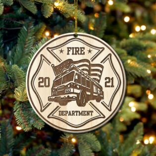 Firefighter Truck Fire Truck Firefighter Dept - Circle Ornament - Owl Ohh - Owl Ohh