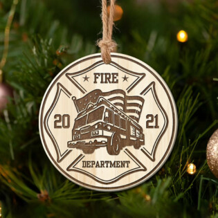Firefighter Truck Fire Truck Firefighter Dept - Circle Ornament - Owl Ohh - Owl Ohh