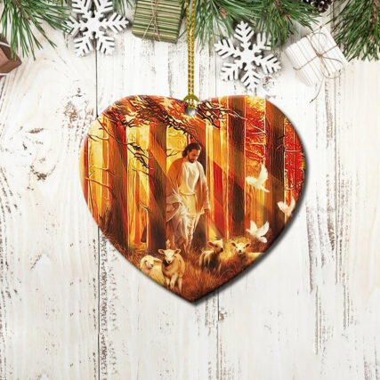 Jesus With Sheep Faith - Heart Ornament - Owl Ohh - Owl Ohh