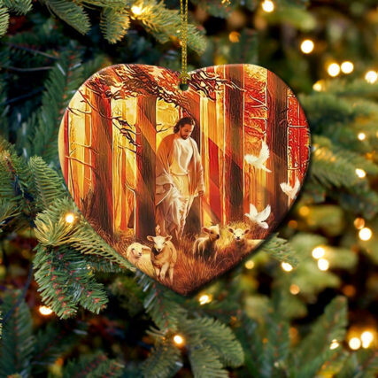 Jesus With Sheep Faith - Heart Ornament - Owl Ohh - Owl Ohh