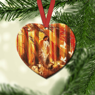 Jesus With Sheep Faith - Heart Ornament - Owl Ohh - Owl Ohh