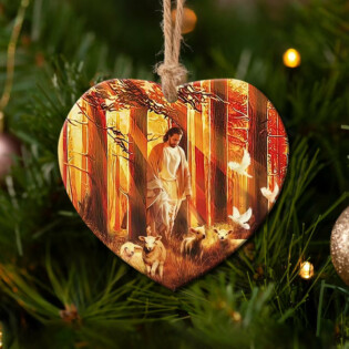 Jesus With Sheep Faith - Heart Ornament - Owl Ohh - Owl Ohh