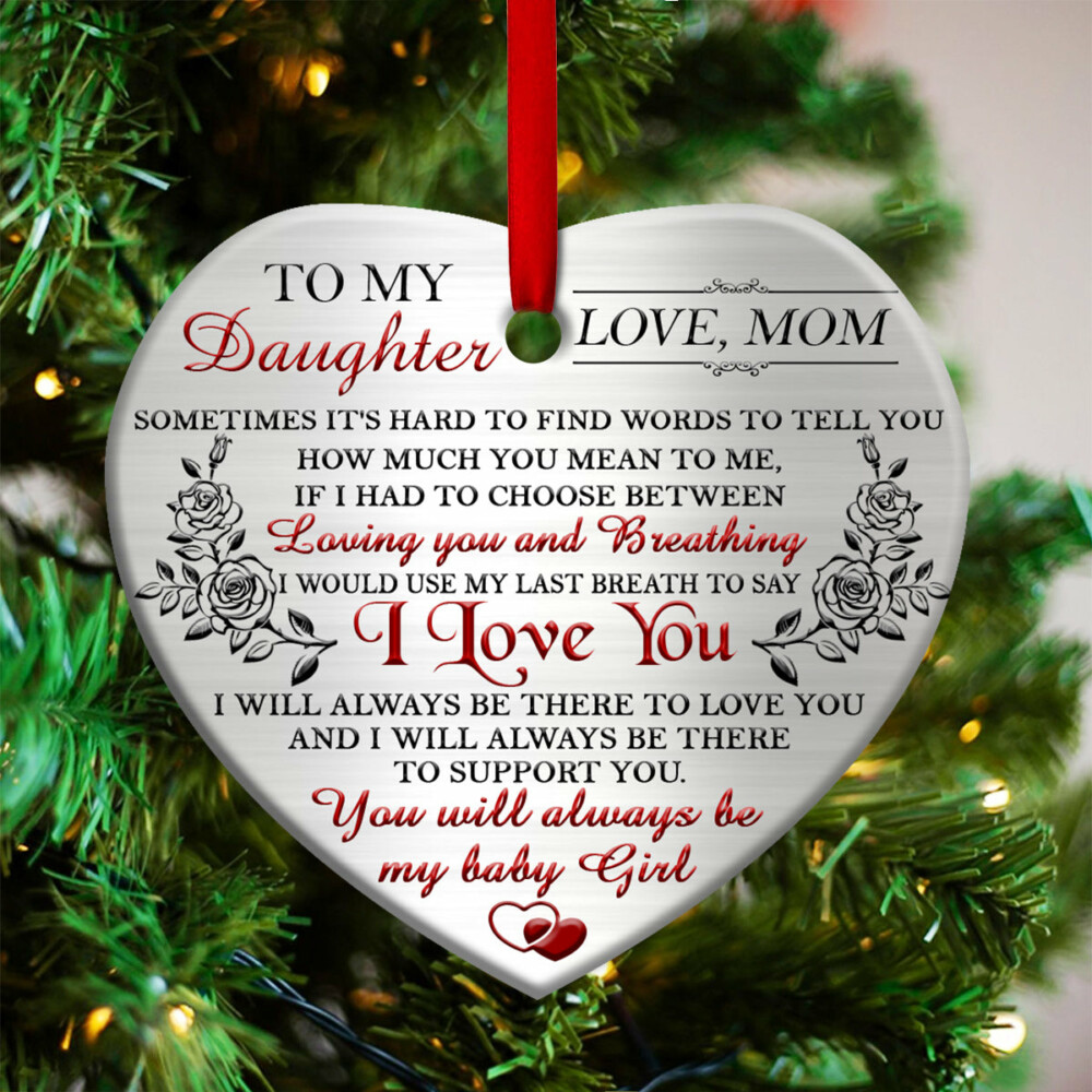 Family Daughter To My Daughter Love Mom - Heart Ornament - Owl Ohh - Owl Ohh