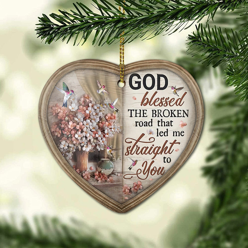 Hummingbird God Blessed Me - Heart Ornament - Owl Ohh - Owl Ohh