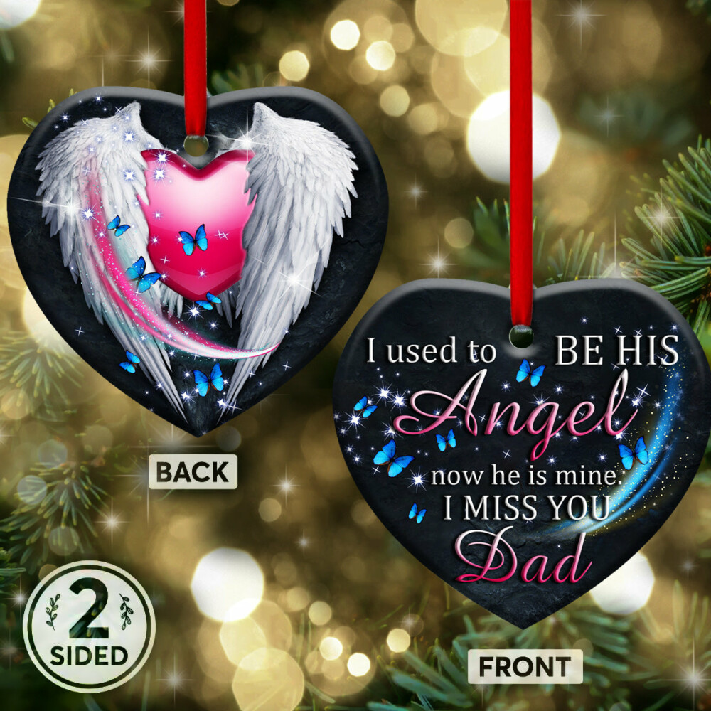 Father Memory I Used To Be His Angel - Heart Ornament - Owl Ohh - Owl Ohh
