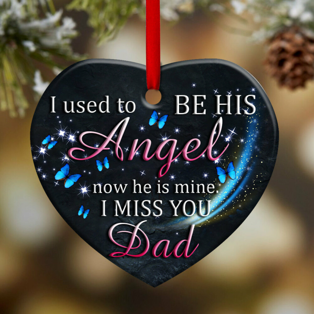 Father Memory I Used To Be His Angel - Heart Ornament - Owl Ohh - Owl Ohh