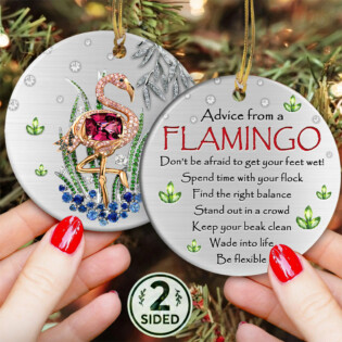 Flamingo Advice From Flamingo be Flexible - Circle Ornament - Owl Ohh - Owl Ohh