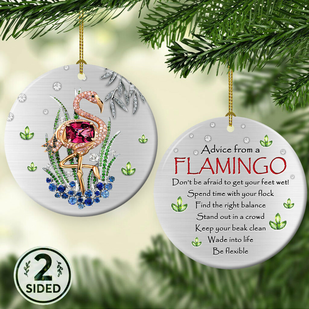 Flamingo Advice From Flamingo be Flexible - Circle Ornament - Owl Ohh - Owl Ohh