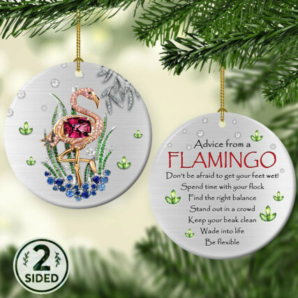Flamingo Advice From Flamingo be Flexible - Circle Ornament - Owl Ohh - Owl Ohh