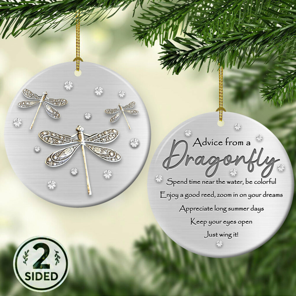 Dragonfly Advice Keep Your Eyes Open - Circle Ornament - Owl Ohh - Owl Ohh