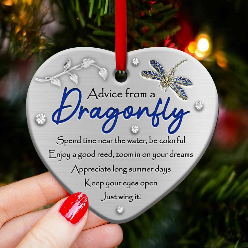 Dragonfly Advice From A Dragonfly - Heart Ornament - Owl Ohh - Owl Ohh