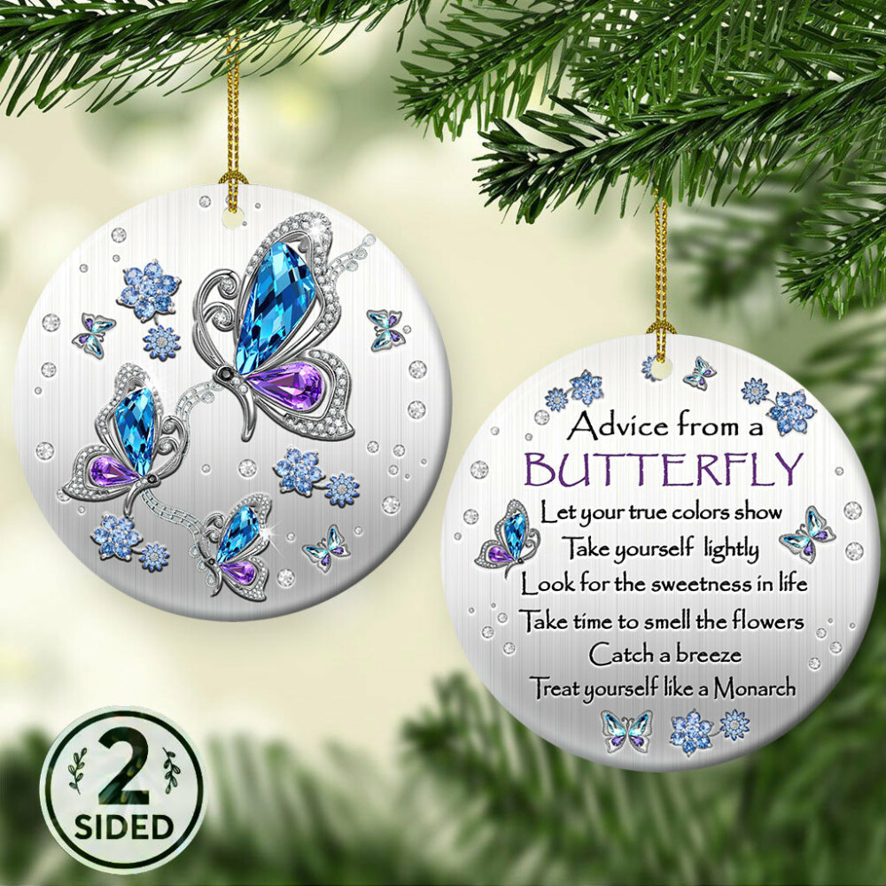 Butterfly Advice Talk Time To Smell The Flowers - Circle Ornament - Owl Ohh - Owl Ohh