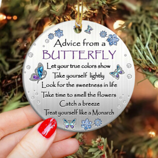 Butterfly Advice Talk Time To Smell The Flowers - Circle Ornament - Owl Ohh - Owl Ohh