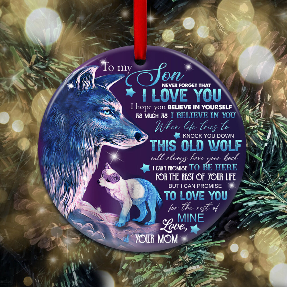 Wolf Mom To Son - Circle Ornament - Owl Ohh - Owl Ohh