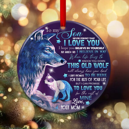 Wolf Mom To Son - Circle Ornament - Owl Ohh - Owl Ohh