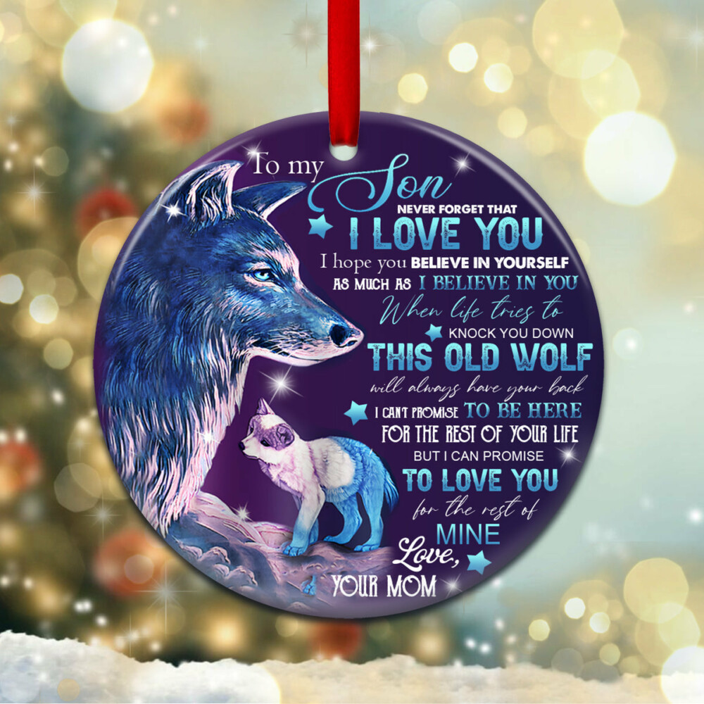 Wolf Mom To Son - Circle Ornament - Owl Ohh - Owl Ohh