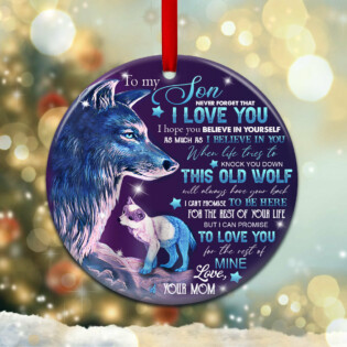 Wolf Mom To Son - Circle Ornament - Owl Ohh - Owl Ohh