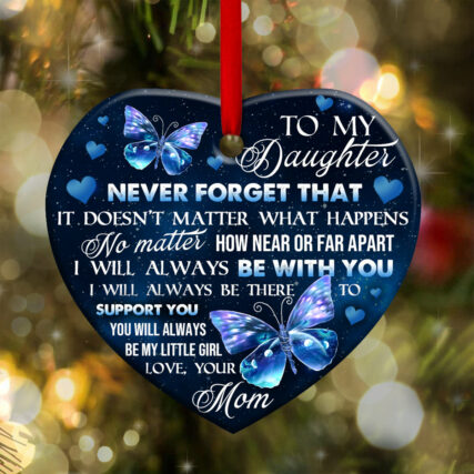 Butterfly Family To My Daughter Butterfly - Heart Ornament - Owl Ohh - Owl Ohh