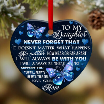 Butterfly Family To My Daughter Butterfly - Heart Ornament - Owl Ohh - Owl Ohh