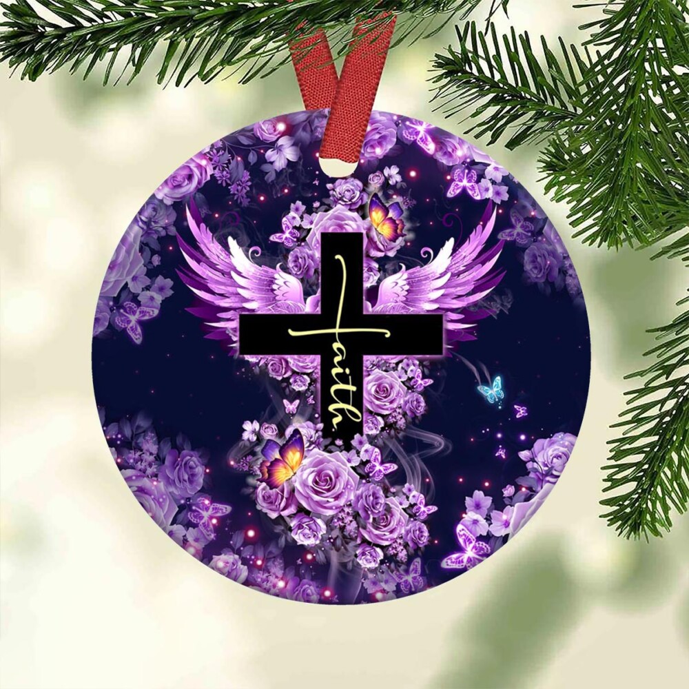 Jesus God Bless Our Home Butterfly - Circle Ornament - Owl Ohh - Owl Ohh